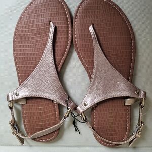 Lane Bryant Metallic T-Strap Sandals
